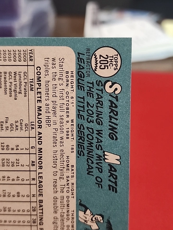 2014 Topps Heritage Chrome Purple Refractor #205 Starling Marte Pirates z - Image 3 of 3