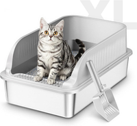 Katzenklo Edelstahl, Katzentoilette Groß Xxl Mit Schaufel, Katzenklo Mit Abnehmb