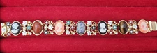 Camrose & Kross JBK Cameo Floral & Cabs Victorian Revival Bracelet Vtg Signed