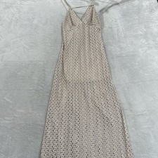Forever21 Loose Knit Maxi Dress Women Small Beige Lace Boho Y2K Beach