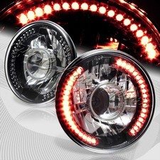 7 Round H6024 H6017 Red Led Sealed Beam Black Housing Projector Headlights Lamp