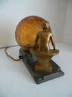 Art Deco NUART LAMP “LADY SITTING” GAZING AT THE “BRAIN” GLOBE.  “NUART” LOGO. — photo 4