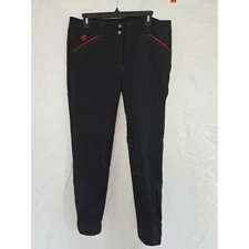 Piper by SmartPak Black Riding Breeches Horse Embroidered Red Stitchin Women 34L