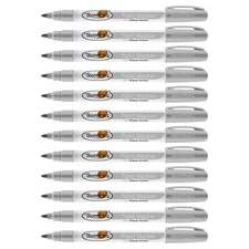 Thornton's Art Supply Oil-Based Paint Marker, Fine Point, Silver Ink, 12-Count