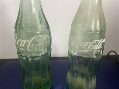 Coke Cole Pair of 6 oz Bottles Coca-Cola Green Glass Coke