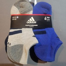 Adidas Youth Cushioned 6 Pair No Show Shoe Size M 2Y-5Y New With Tags