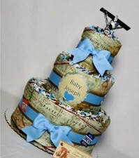 Baby Diaper Cake Shower Centerpieces Gift Newborn Destination W/Airplane