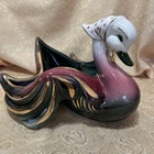 Vintage Hull Pottery 10” Bandana Duck Planter Dark Green & Wine High Gloss USA