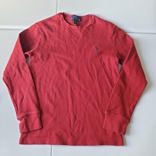 Polo Ralph Lauren Shirt Boys 10-12 Red Long Sleeve Knit Crew Neck Cotton Top