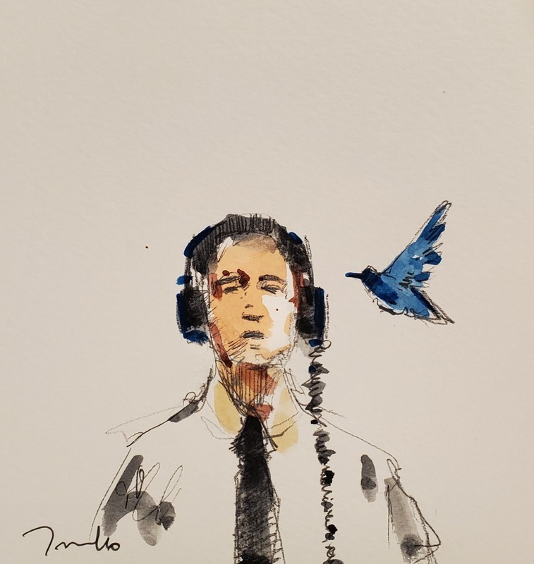 Jose TRUJILLO Artist PRINT of Watercolor Painting 16x16 on Canvas Portrait