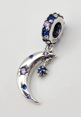 925 Sterling Silber ''I Love You To The Moon And Back'' Mond & Stern Charm Anhänger