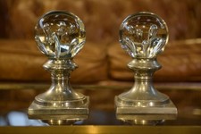 Paire de boules décoratives/boules d'escalier en verre de Murano 1970's