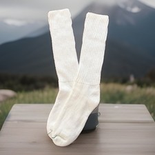 VTG Socks 9-11 White 17" Crew Very Quality Acrylic Cotton 80s 90s NOS.