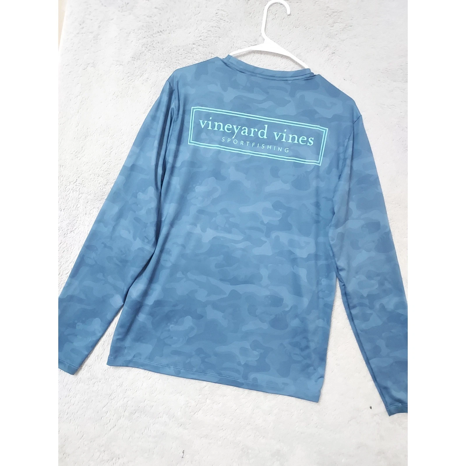 Vineyard Vines Shirt Mens XS Sportfishing Performance Camo Blue Jersey UPR Beach