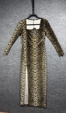 Leopard Print Bodycon Midi Dress Long Sleeve Square Neck NWT Size M