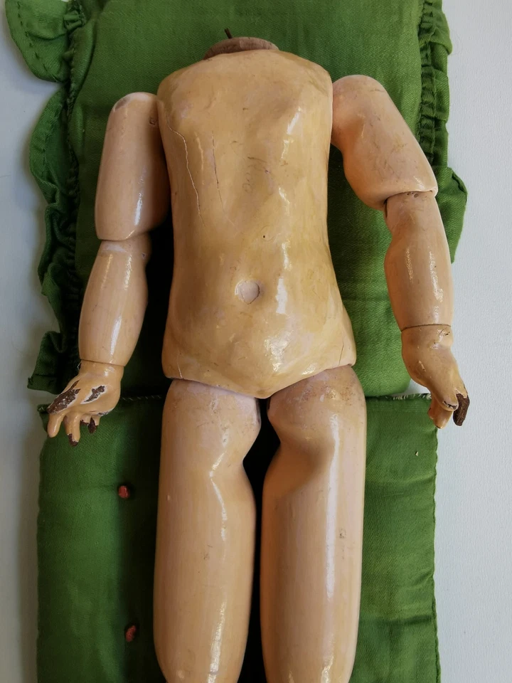 Ancien corps poupée bois et Composition Taille 3 / 27cm Circa 1900  - Photo 3/4