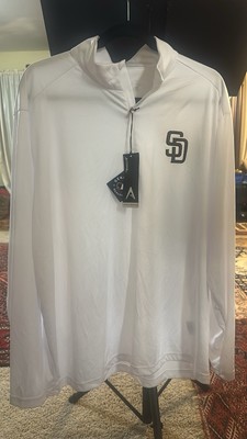San Diego Padres Antigua white/Brown stitched logo Quarter-zip Jacket Size 2XL