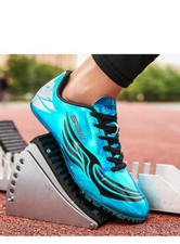 Thestron Professional Track And Field Shoes Blue Black With Spikes Size7 Euo 40