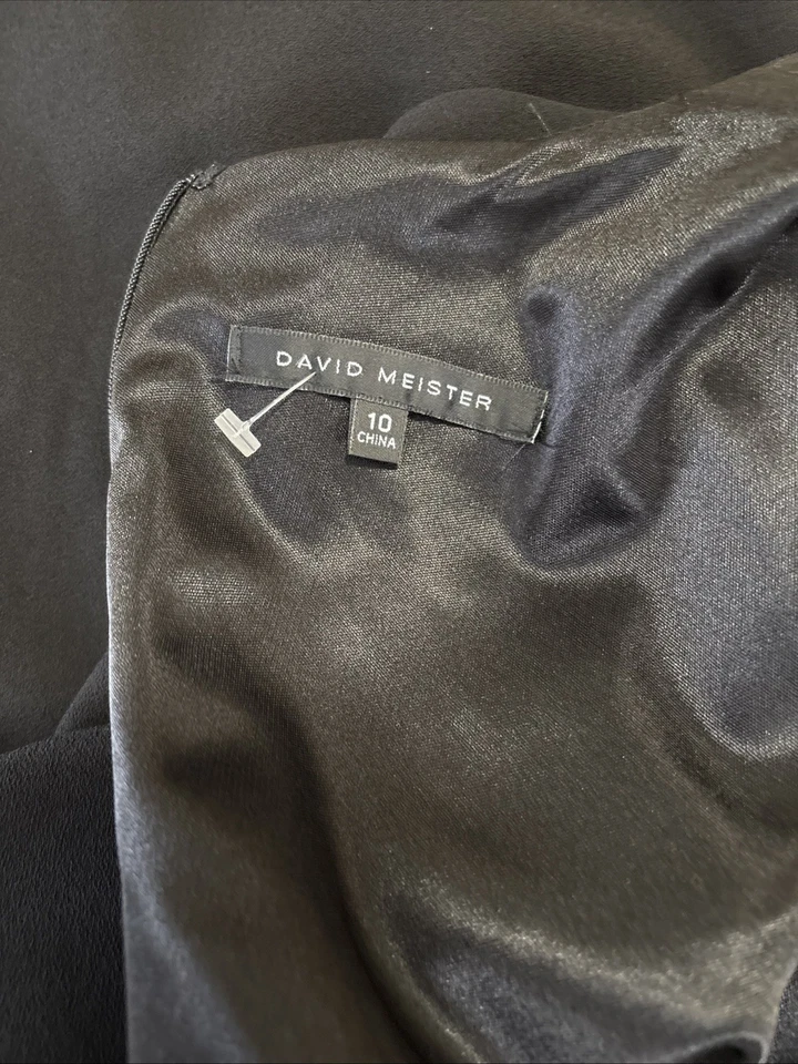 David Meister Beaded Formal Maxi Dress Sz 10 Wrap Style Evening Elegant Wedding - Image 4 of 4