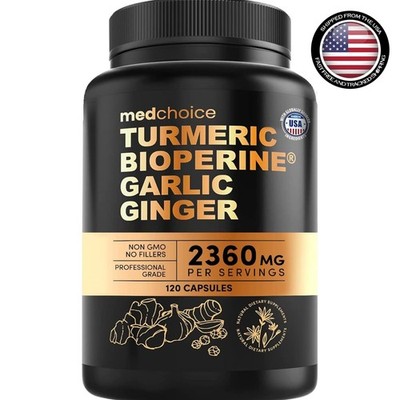 Digestive Comfort & Joint Support Turmeric Capsules - 2360mg Herbal Blend 120ct