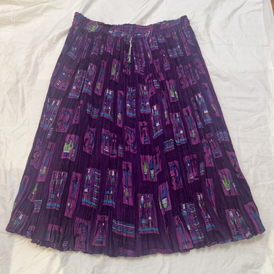 #ad Silver Steam Petite BOHO Purple Crinkle Skirt Drawstring Waist Maxi Midi One Sz $18.99