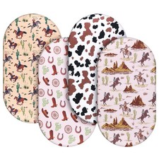 4 Pcs 32 x 16 x 3 Inches Western Bassinet Sheets for Boys Cowboy Crib Sheets ...
