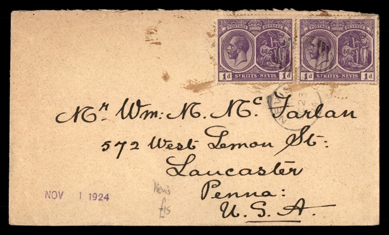 Mayfairstamps St Kitts and Nevis 1924 Nevis to Lancaster PA Cover aaz_25347