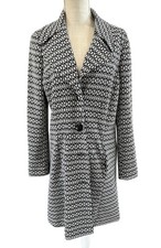 Carole Little Womens Geometric Print Black  White Button-Front Jacket Size Medi
