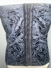 Maidenform Vintg Womens Sz XL 2XL Corset Black Floral Shapewear Bustier Ribbed