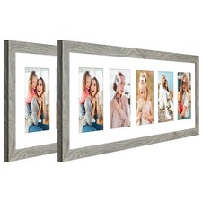 8x24 Collage frame with 5 Openings 4X6 Pictures, Multiple Picture Frame with Mat