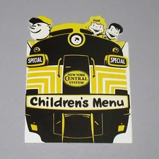 New York Central System Railroad Die-Cut Vintage Children's Menu