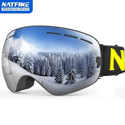NATFIRE Double Layer Ski Goggles Anti-Fog UV400 OTG Snowboard Snow Eyewear