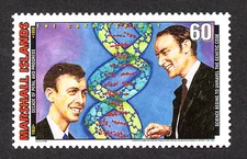 MARSHALL ISLANDS, SCOTT # 702-E, SCIENCE BEGINS TO UNRAVEL THE GENETIC CODE DNA