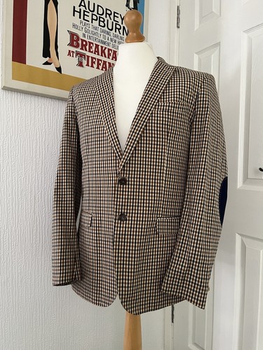 Chaqueta Blazer Feraud Para Hombre House Club Cuadros Marrón Talla 42 Parches en el Codo - Imagen 4 de 14