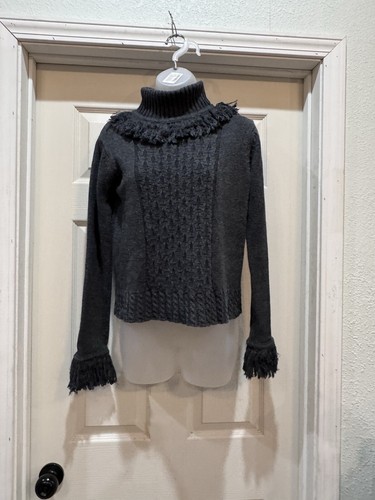 Women's Fiorlini International Sweater Turtleneck  Size Small Black Tassels - Picture 1 of 7