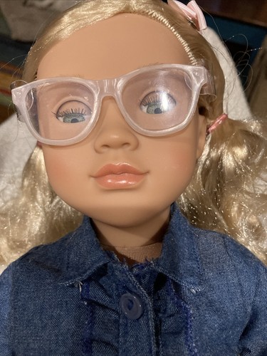 Our Doll Emily Battat 18’’ Tall Blond Hair Blue Eyes Glasses Party Planner Nice - Picture 7 of 8