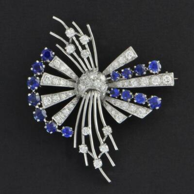 Featuring Rose Cut Sapphires With Stunning White CZ 2.65TCW Cluster Tiny Brooch