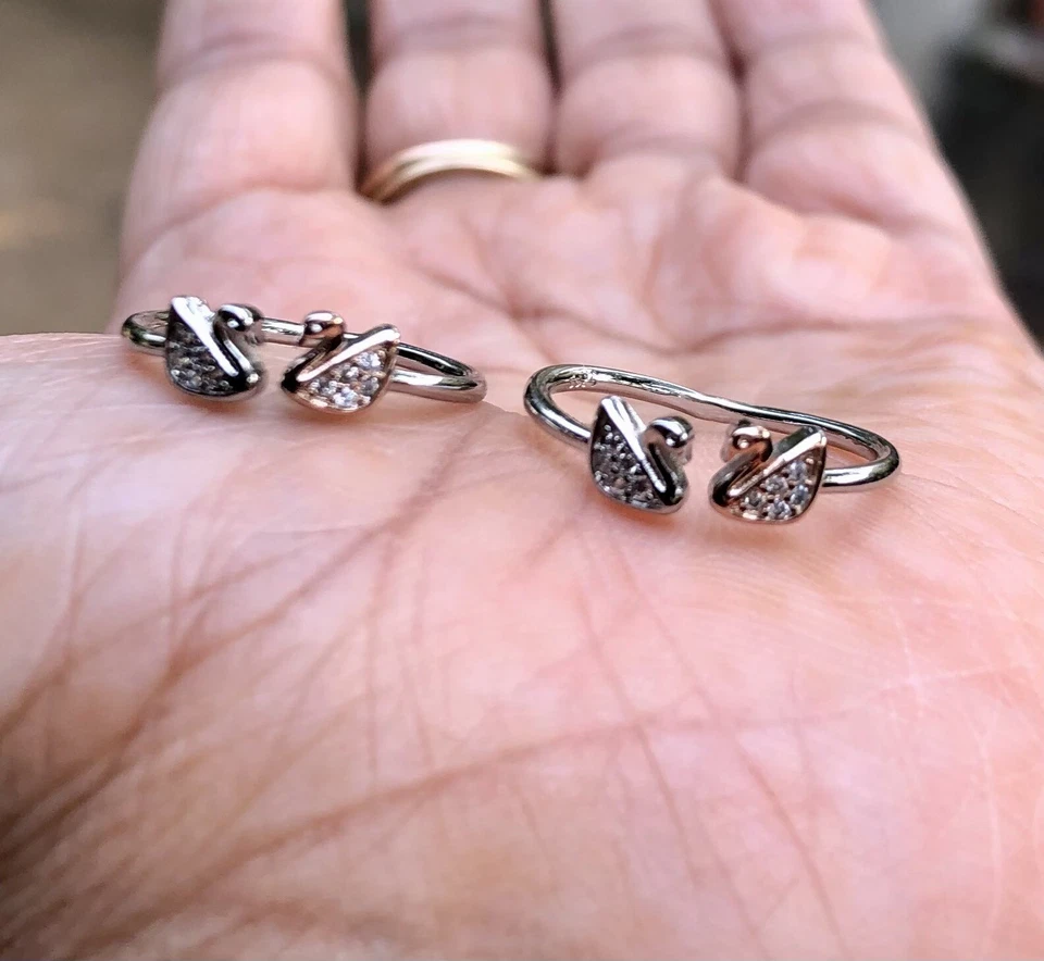 2 Stück 925 Sterling Silber + cz Zehenringe verstellbar, hochglanzpoliert, ve... - Bild 3 von 4