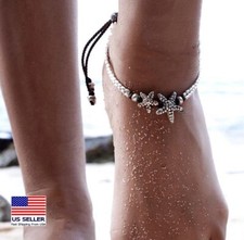 Women Ankle Bracelet Foot Chain 3D Starfish Metal Oval Carved Rope Anklets 1681