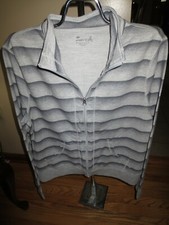 Women's Exertek Gray Striped Zip Jacket Size L NWT