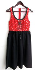 Children's traditional dirndl sleeveless red floral, skirt black size 164 by Herzgl&uuml;ck