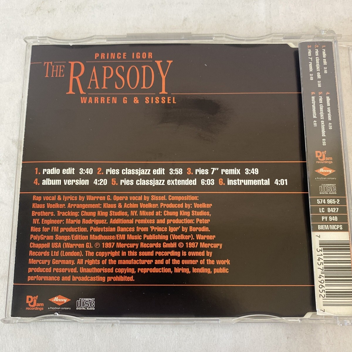 【G-RAP】 Prince Igor The Rapsody レコード Prince Igor The Rapsody CD. Warren G & Sissel - Single