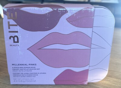 Bite Beauty Millennial Pinks 4-teiliges cremiges mattes Lippenstift-Set. Nagelneu 4