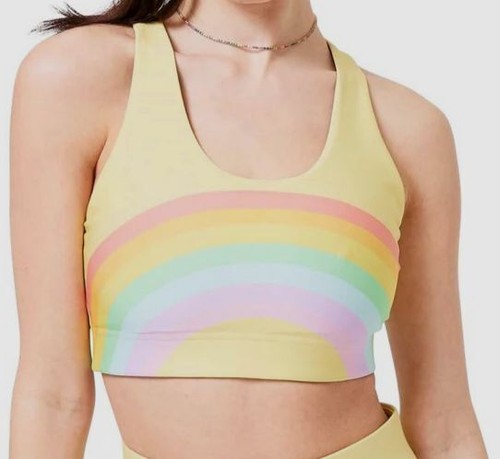 75 $ Terez Damen gelber dynamischer DuoKnit U-Ausschnitt Sport-BH Größe Small - Bild 1 von 2