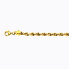 14k Yellow Gold 4mm Solid D/Cut Rope Chain Necklace Size 16"-30"