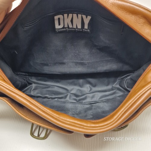 VTG 1988 DKNY Donna Karan Brown Genuine Leather Messenger /Crossbody Shoulderbag - Picture 11 of 17