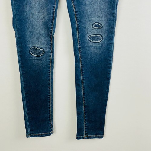 Mudd Girls 16 Triple Button Zip Faux Front Pockets Patches Skinny Leg Jeans - Picture 3 of 10