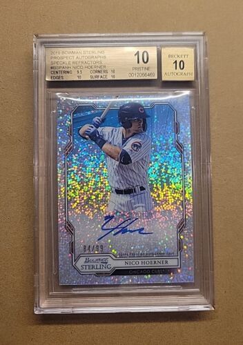 2019 Bowman Sterling Nico Hoerner Prospect Auto Speckle Ref /99 Cubs PRISTINE  - Picture 1 of 2
