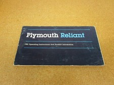1981 Plymouth Reliant owners manual literature guide ORIGINAL