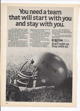 80's Exxon Gasoline Print Ad Automobile Football 8.5" x 11"